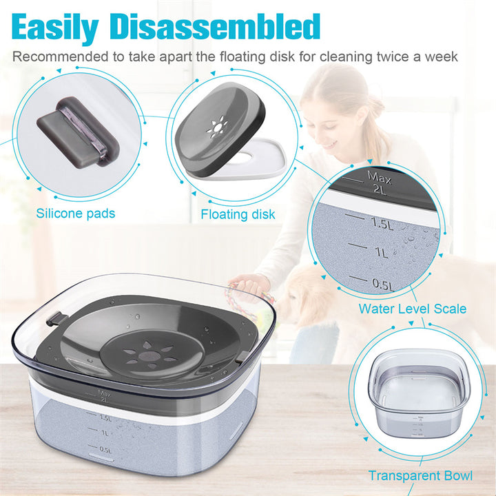 2L Spill-Proof Dog &amp; Cat Water Bowl