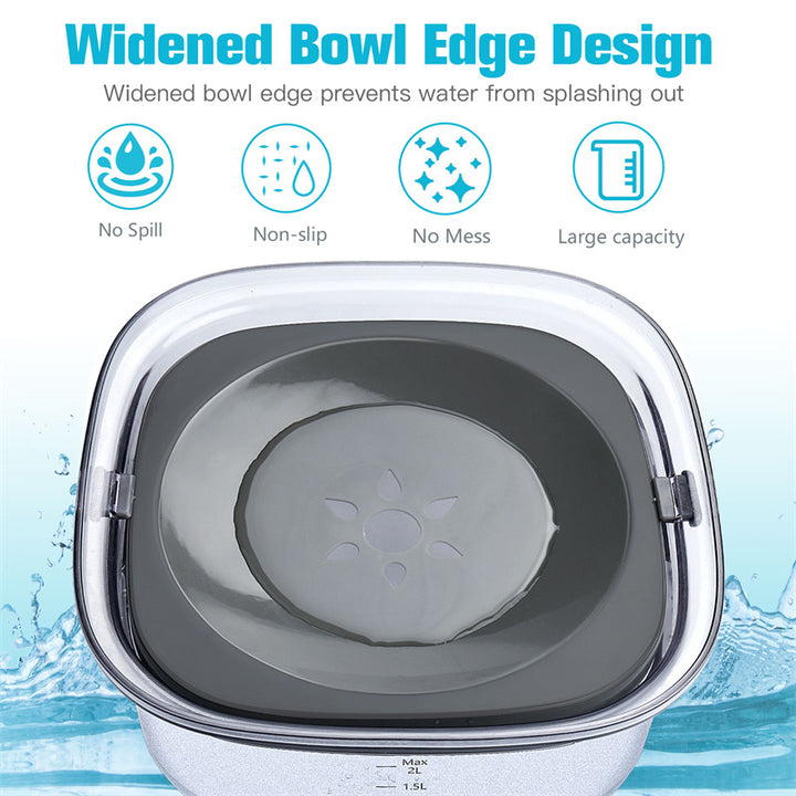 2L Spill-Proof Dog &amp; Cat Water Bowl