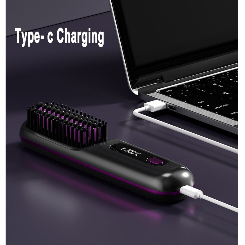Wireless 2-in-1 Hair Straightener &amp; Curler Brush