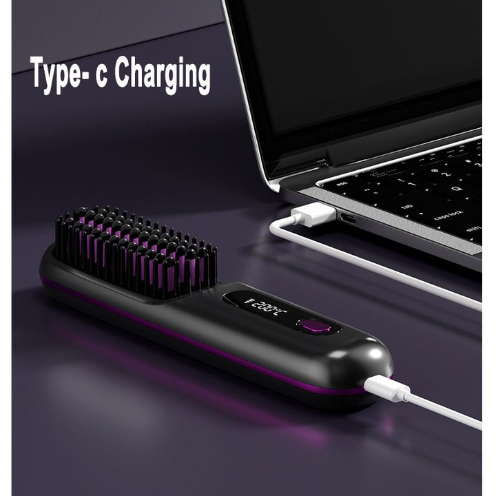 Wireless 2-in-1 Hair Straightener &amp; Curler Brush