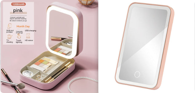 LED Mirror Makeup Storage Box