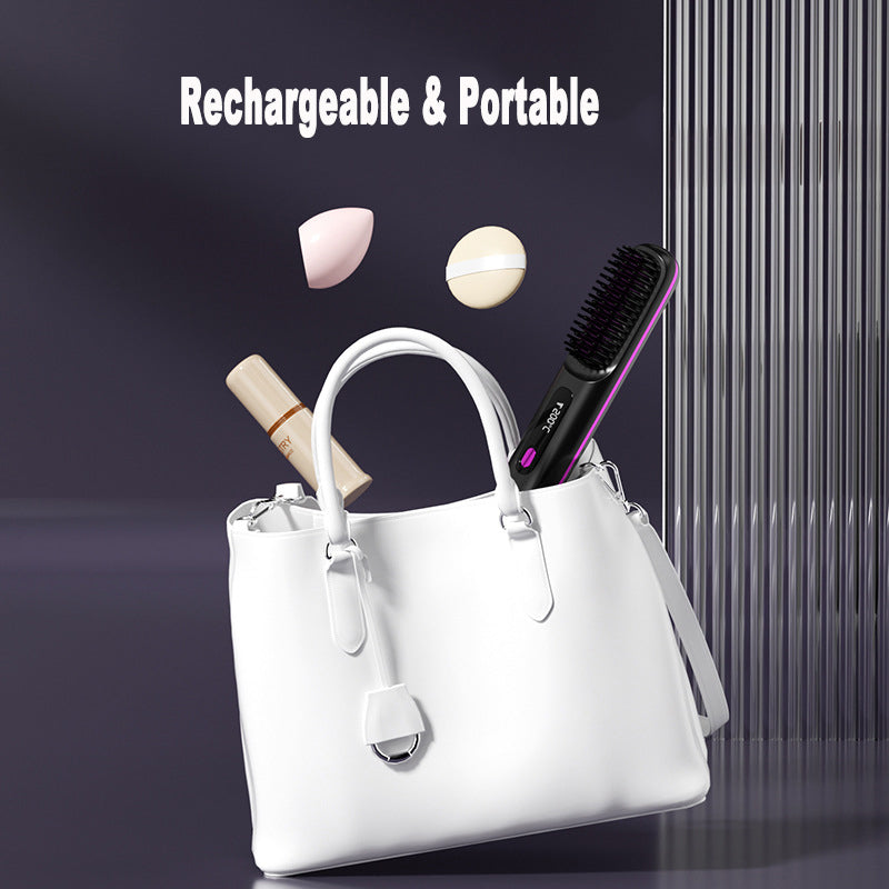 Wireless 2-in-1 Hair Straightener &amp; Curler Brush