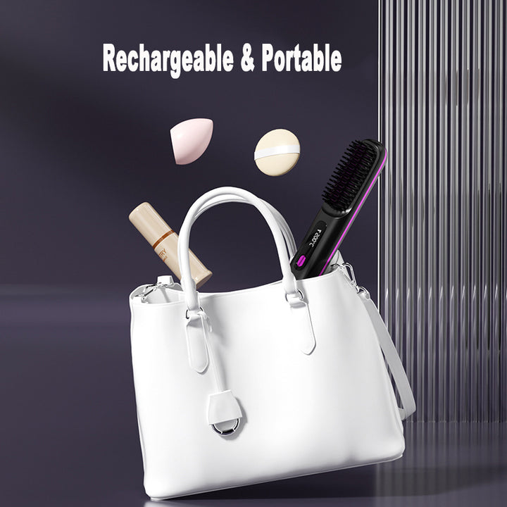 Wireless 2-in-1 Hair Straightener &amp; Curler Brush