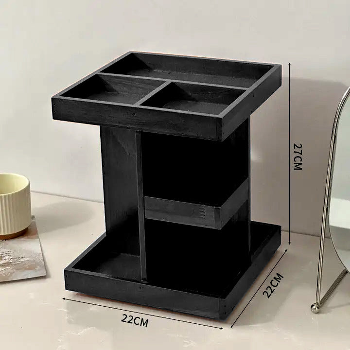 Tiered Wooden Skincare &amp; Lipstick Desktop Organizer