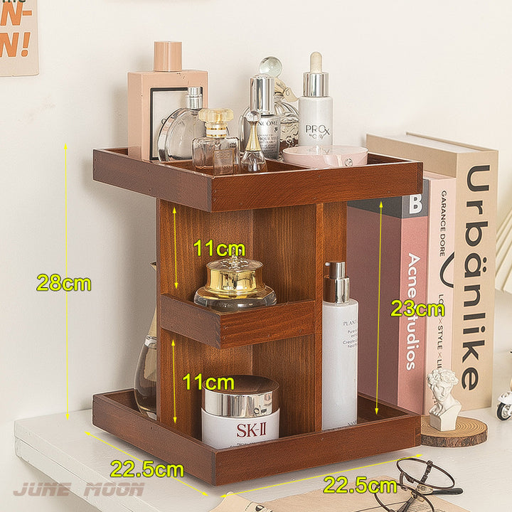 Tiered Wooden Skincare &amp; Lipstick Desktop Organizer