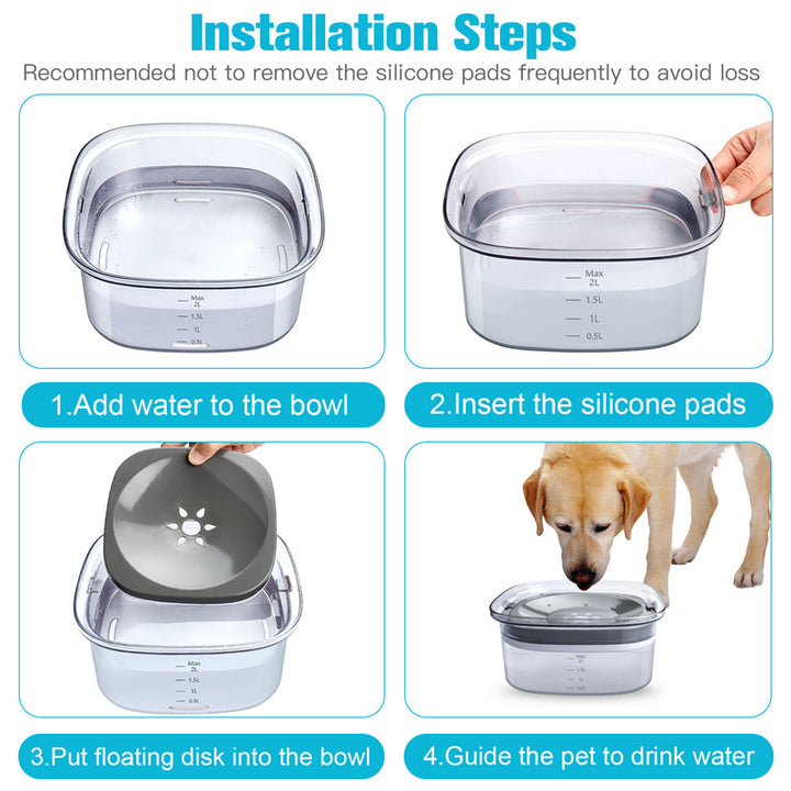 2L Spill-Proof Dog &amp; Cat Water Bowl